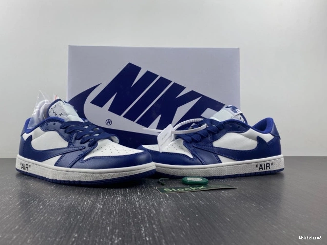 Rep TBkick JORDAN DM7890-101 SCOTT X CUSTOM X OFF-WHITE AIR 1 TRAVIS 0803